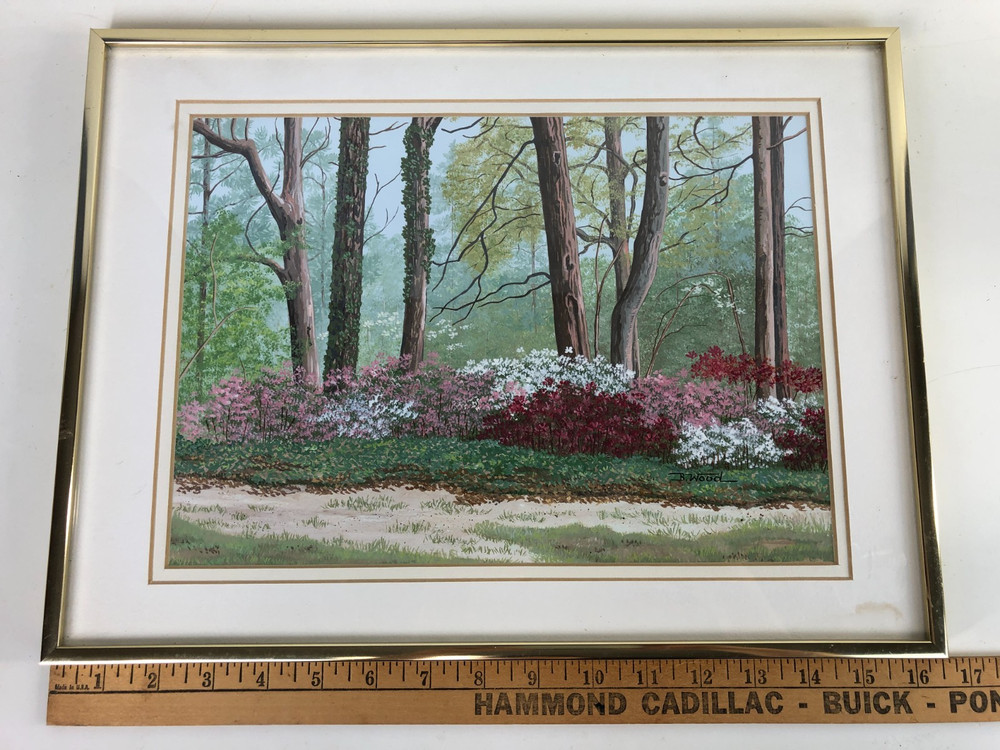 Original Painting Tree Forest Landscape Flowers by Barbara Wood