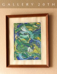 INCREDIBLE! MID CENTURY ORIG ABSTRACT PAINTING! MANNER OF VAN GOGH ART GREEN VTG