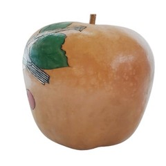 Vintage Signed Hand Engraved Painted Apple Shaped Gourd Stem Bird Cherry Tree