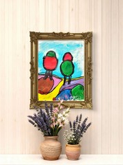 Journey Of Trees Contemporary Expressionist Original Painting Gallery Paper