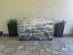 Large Abstract Water Scene Canvas Wall Art – Blue & Gray 60” x 40”