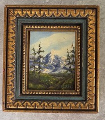 Antique Vtg Mini Miniature 6″ X 5″ Impressionist Oil on Board Framed Painting