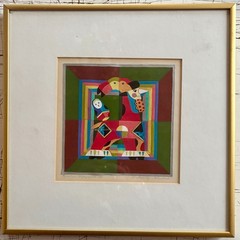 Original Watercolor on Paper Modernist Abstract Sign Back A Levitsky Moscow 1997
