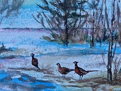 Dieter Piepenburg 1938 Neuruppin Oil Painting Rebhuhn IN The Snow Nach W.Lorenz