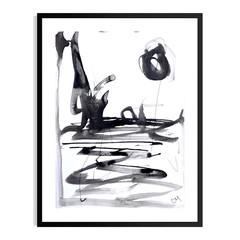 Original Minimalist Art 9×12 Hand Painted Acrylic Ink Paper Signed Home Decor