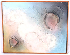 Mid Century Modern Abstract Moonscape Painting Crater Texture Large MCM Unsigned