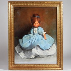 Antique C.1930’s Jacques Turner Unusual Baby Doll O/C Painting in Fine Frame