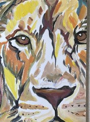 9”x12” Lion, Watercolor/Mixed Media/Heavy Paper, COA, Handmade/signed By Artist.