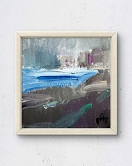 Lake Texture 4×4 original oil painting impressionist landscape fine art