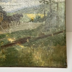 Antique Impressionist Painting Horse Carriage Landscape Mystery Oil 1910’s 22″