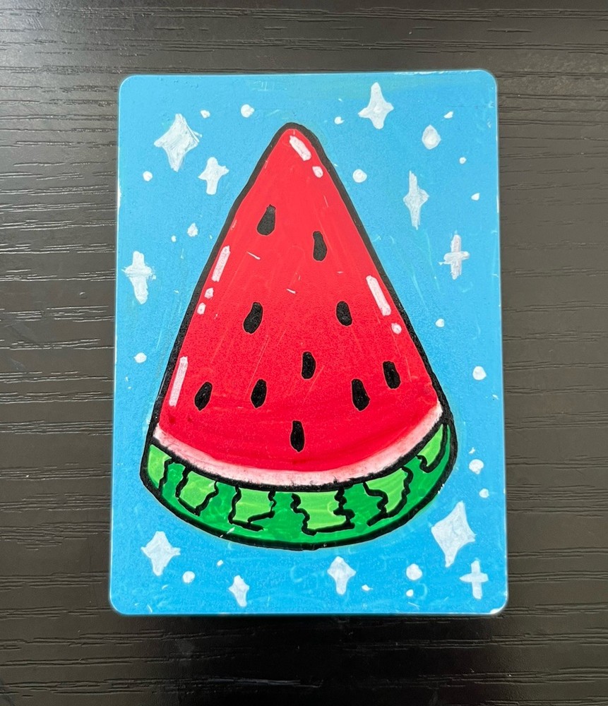 ACEO ART CARD Original – Food Fruit Watermelon Summer- Jessica Skye Design