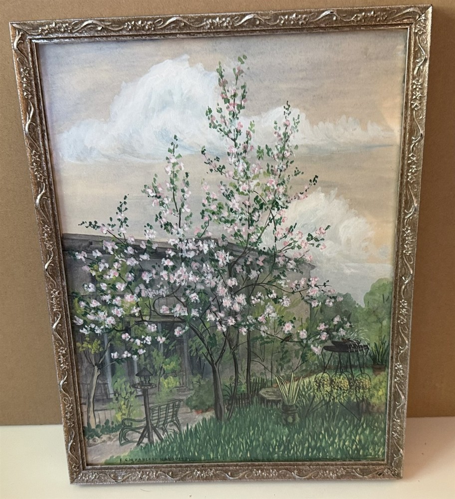 Lovely 1936 Watercolor painting GardenSt. Paul Minnesota 12 7/8″ by 9 3/4″