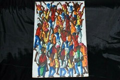 Original FELIX JEAN Oil on Masonite Dancing Scene Haitian Artist (1929-1979)