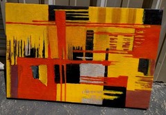Abstract Painting Mid Century Modernist Expressionist Painting After A Rya Rug