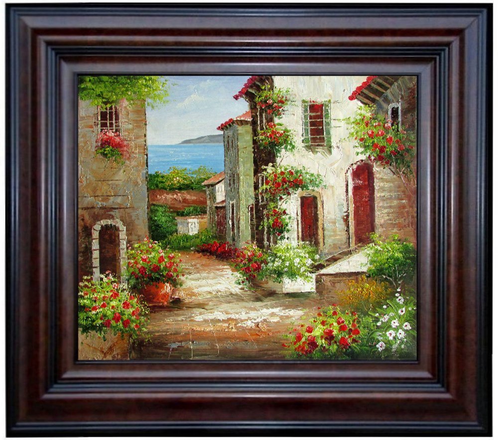 Framed Tuscany Italy – Landscape 1, Quality Hand Painted Oil Painting, 20x24in