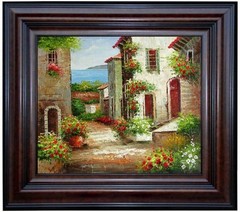 Framed Tuscany Italy – Landscape 1, Quality Hand Painted Oil Painting, 20x24in