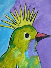 Expressionism/Abstract 11×14 Bird Crown Signed Colorful Hand Made Art Painting