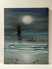 Surrealist Painting Surrealism Beach Statue Of Liberty Ants Modernist Vintage
