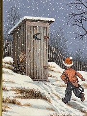 RARE C. CARSON 8.5 X 10 “Outhouse Bound” Screen Print Painting On Canvas READ