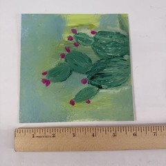 Original Painting Art Barrel Cactus Southwest Tracy Eau Claire on Paper 6″ x 6″
