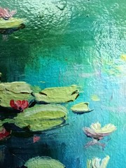 Water Lilies Original Oil Painting 4×6 Framed Signed Pond Landscape Monet Art
