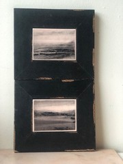 Pair of Framed Painted Art Tile Landscape / Abstract – Modern Art Decor Signed