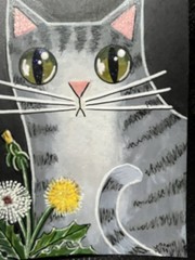 Original ACEO Art Card Painting Cat Kitty