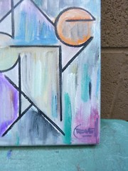 A SURE BET abstract new modern oil painting 8×10 canvas original signed Crowell