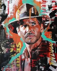 Original Oil Painting Indiana Jones II – Signed by Zinsky – 19×25 w/ COA