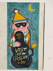 Visit New Orleans Illustration Art Casein Painting-1970s-William Gorman