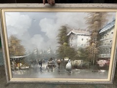 R.Saimon Signed Original Framed Oil Painting French Cityscape Impressionism 1981
