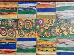 Gustave Klint Style Abstract Oil Painting Framed Vintage Color Art 1940-1960