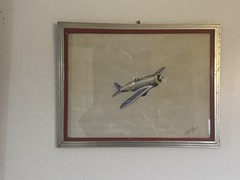 Painting of a Seversky P-35 Airplane Watercolor Gouache? Military Vintage Art