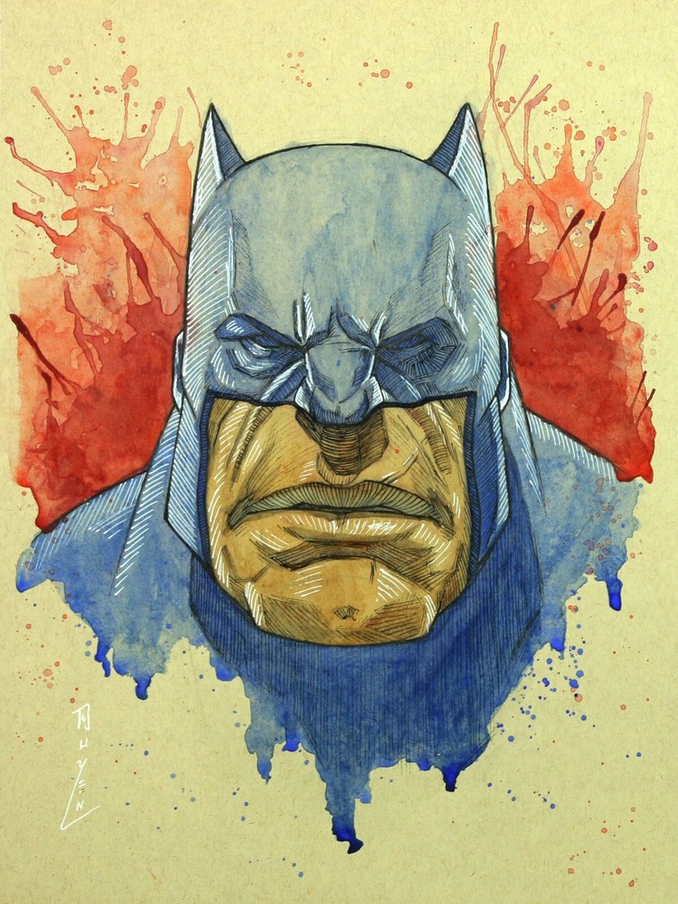 Batman Portrait Painting – Original Watercolor Painting – DC Comic Book Artwork