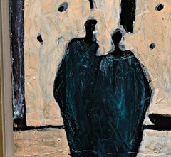 Michael Schwach Two Figures Oil Painting Expressionism Signed, Original Framed