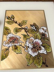 Reverse Glass Painting Set 2 Floral Butterfly Design Dogwood VTG Wood Frames SEE