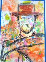 ATC ACEO CLINT EASTWOOD Abstract Art