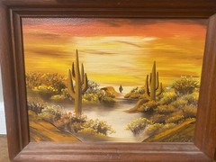 LOT OF 3 ORIGINAL OIL PAINTINGS ARIZONA DESERT HARMONY BY ARTIST CLAUDINE ASPER