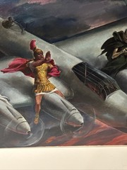 Antique World War Painting Aviation Military Leaders Jules Karl Rauschert Oil