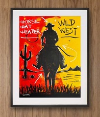 Vibrant American Cowboy On A Horse – 16×12″ Acrylic Painting on Canvas