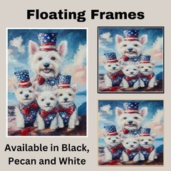 Patriotic Westie Dog Family Canvas Wall Art for Fourth of July