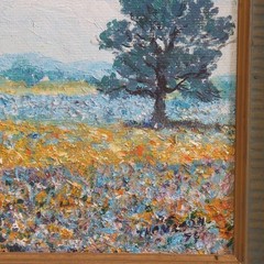 Vintage Painting On Board Flower Meadow Signed And Dated