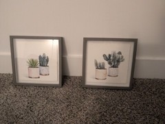 2 paintings in a glass frame 10 5/8 x 10 5/8