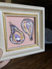Oyster Shell,pearl , original,miniature Painting,small,mini, Framed