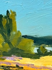 R Stevens Lavender Field Farm Landscape Original Impressionist Painting 9×12
