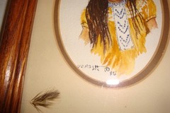 Original watercolor „Apache Child‘ Esther Marie Versch framed 1986 signed