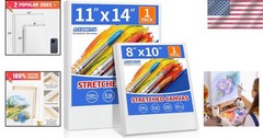 Artist-Ready Stretched Canvases, 2 Pack in 8×10 & 11×14 for Instant Creativity