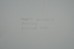 Stavit Allweis „Bunnies“ Surrealist Dreamscape Painting on Paper Child & Rabbit