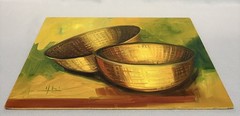 Signed Original Ana Hasbun Vergara Still Life Painting Woven Baskets Art