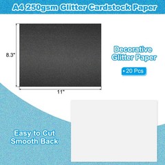 20 Sheets Black Glitter Cardboard 8.5 x 11 Inches, Glitter Cardboard Paper Right…
